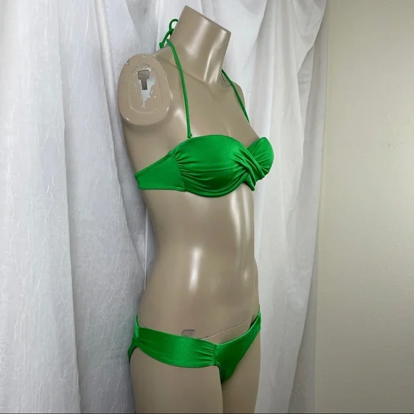 🚫SOLD🚫 Victoria's Secret Emerald Green Very Sexy Line Halter Strapless Bikini - Picture 6 of 16